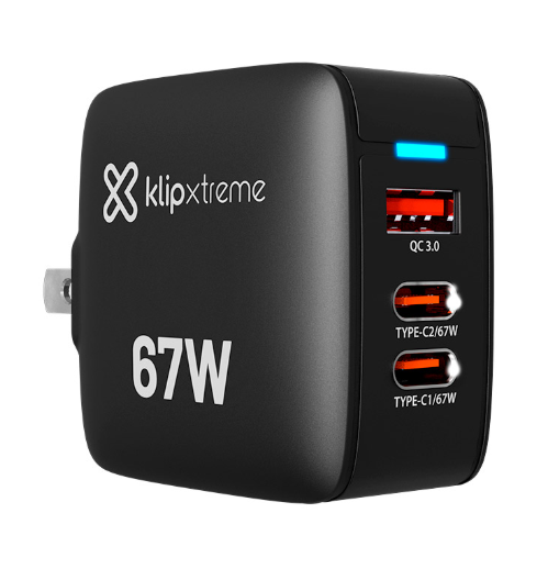 CARGADOR PARED KLIP XTREME KMC-500 1USB-A 2USB-C 67W CARGA R.