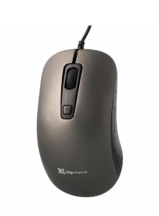 MOUSE USB KLIP COLOR GRIS OSCURO/NEGRO