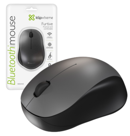 MOUSE BLUETOOTH KLIP FURTIVE 3 BOTONES ERGONOMICO COLOR NEGRO