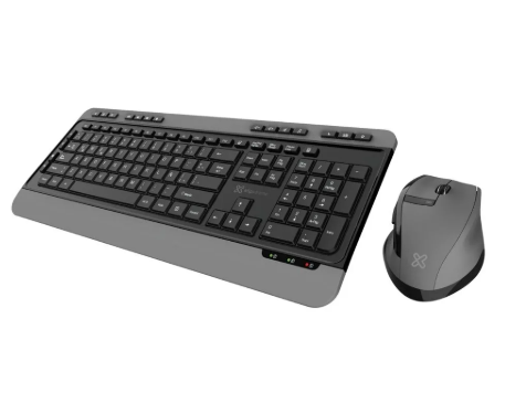 TECLADO Y MOUSE INALAMBRICO COMPACTO KLIP, COLOR NEGRO/GRIS