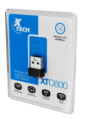 ADAPTADOR WIFI USB 2.0 XTECH DOBLE BANDA 600MBPS