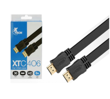 CABLE HDMI XTECH MACHO-MACHO DE 6 PIES 1.8 METROS PLANO