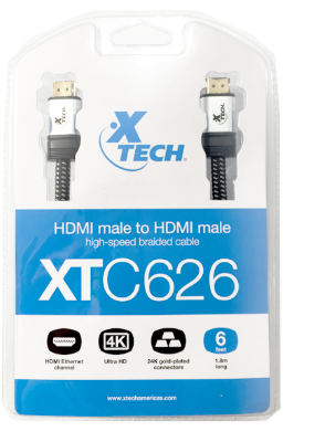 CABLE HDMI TRENZADO XTECH MACHO-MACHO 6 PIES/ 1.8 METROS