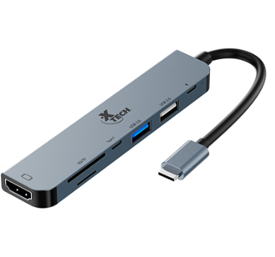 ADAPTADOR XTECH MULTIPUERTO 7 EN 1 CON CONEXIÓN USB-C