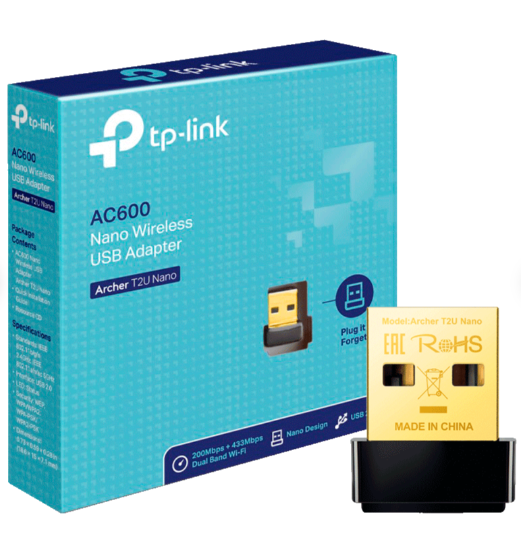 ADAPTADOR WIFI DOBLE BANDA  BLUETOOTH TP-LINK USB MINI AC600 ARCHER T2 U NANO