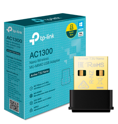 ADAPTADOR WIFI TP-LINK DOBLE BANDA USB MINI AC1300