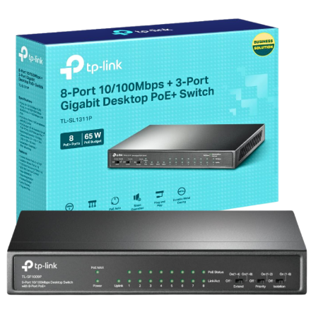 SWITCH TP-LINK 9 PUERTOS 8 POE 10/100MBPS DE ESCRITORIO