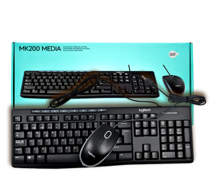 TECLADO Y MOUSE ALAMBRICO LOGITECH MK200, SLIM/COLOR NEGRO