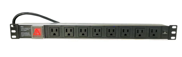 PDU CATcom DE 8 TOMAS, HORIZONTAL, 1U, 2Mts.