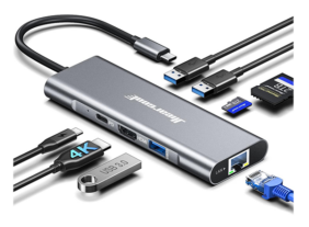SPLITER 8 EN 1 ENCHUFE TIPO C, CONEXION TIPO C,HDMI,RJ45,USB 3.0,SD,TF