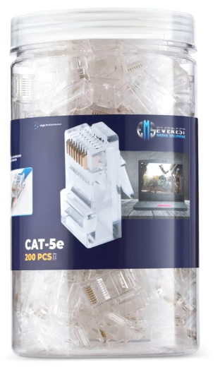 BOTE CONECTOR RJ45 EVEREST PASS CAT-5e, 200 PLUGS, SIN BLINDAJE