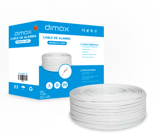 CABLE MULTIFILAR DIMAX 100% COBRE PARA ALARMA, 22 AWG,4 HILOS, 305 METROS