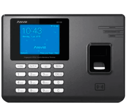 ANVIZ GC100 CONTROL DE ASISTENCIA BIOMETRICO,SENSOR DE HUELLA DACTILAR RESISTENTE AL POLVO, TARGETA RFID ,CONTRASEÑA ,WIFI, ALMACENAMIENTO HASTA UN MAXIMO DE 1,000 USUARIOS 6MG