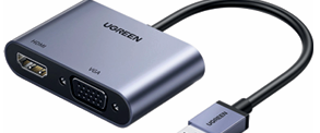 CONVERTIDOR USB3.0 UGREEN A HDMI+ VGA (GRIS)
