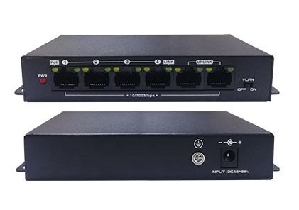 SWITCH POE FOLKSAFE 4 PUERTOS  10/100 Mbps EXTRA 2 PORT,60W