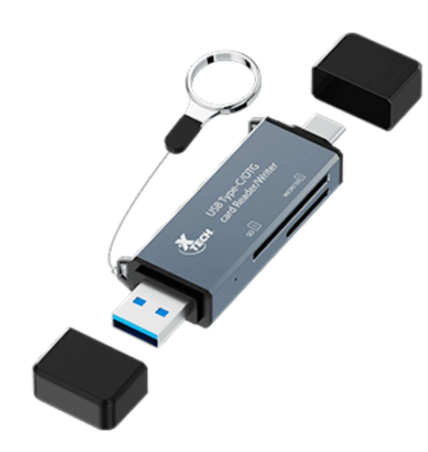 LECTOR DE TARJETAS XTECH 2 EN 1 USB-C/ USB 3.0 PUERTO SD HEMBRA 3.0 Y MICRO