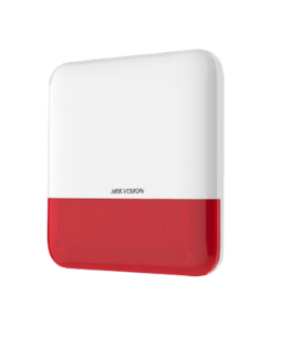 SIRENA INALAMBRICA HIKVISION PARA EXTERIOR PARA ALARMAS AX PRO 110DB DE POTENCIA IDENTIFICADOR LED FUENTE DE 12VDC