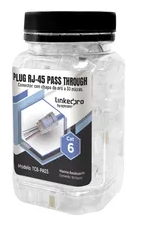 BOTE CONECTOR RJ45 PASS CAT6, 100 PLUGS LINKEDPRO, RJ45 CAT6, SIN BLINDAJE CHAPA DE ORO A 30 MICRAS