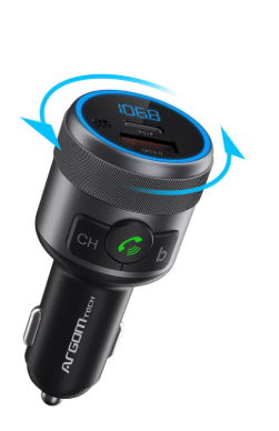 [ARG-AC-0343BK] CARGADOR DE CARRO PARA CELULAR ARGOM CON MANOS LIBRES BT V5.1