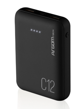 [ARG-PB-1138BK] POWER BANK ARGOM / 12000MAH / COLOR NEGRO