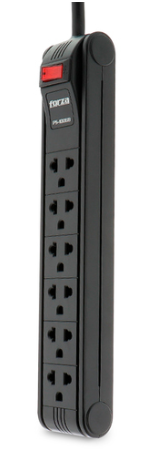 [PS-1006B] REGLETA FORZA 6 SALIDAS NEGRA 1680 WATTS CABLE 3M DE LARGO...