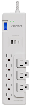 [FSP-821RUSBCW] PROTECTOR DE VOLTAJE FORZA 8 SALIDAS, 2 -USBA / 1 -USBC BLANCO