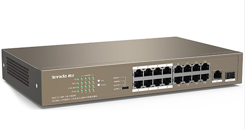 [TEF1126P-24-250W] SWITCH POE TENDA 24 PUERTOS GIGABIT 10/100/1000 EXTENDIDO 250W