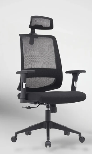 [1004740] SILLA SIT CON RESPALDO ALTO/AJUSTABLE/BASE CROMADA/ COLOR NEGRO/REPOSACABEZAS
