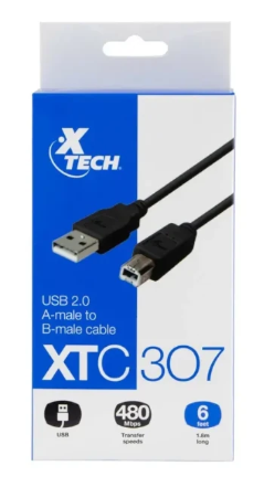 [XTC-307-6] CABLE PARA IMPRESORA XTECH USB 2.0 TIPO A ,USB-B