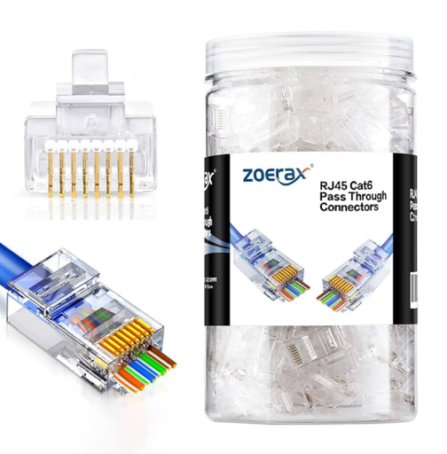 [ARC6-U11-200-V2] BOTE CONECTOR RJ45 ZOERAX PASS CAT6, 200 PLUGS , SIN BLINDAJE