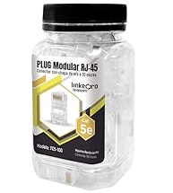 [TC5100] BOTE CONECTOR CAT5E LINKEDPRO RJ45 100 UNIDADES CON CHAPA DE ORO 30 MICRAS SIN BLINDAJE