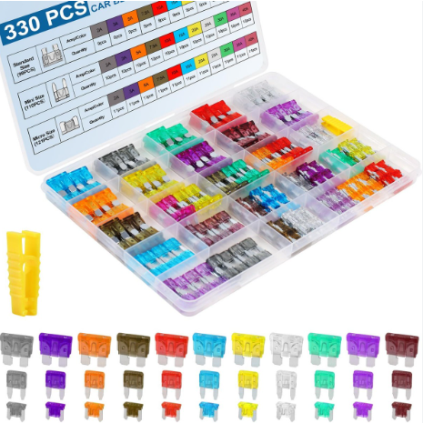 [X0048XCJ6J] KIT FUSIBLES PARA CARRO 330 PIEZAS MIXTOS STANDAR, MINI, MICRO