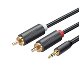 [A67534] CABLE DE AUDIO UGREEN AUX 3.5 A 2RCA MACHO 1.5M (GRIS)