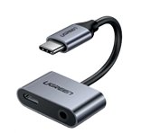 [A66810] CABLE DE AUDIO UGREEN USB-C A AUX 3.5 HEMBRA HUB PUERTO DOBLE