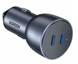 [A70631] CARGADOR UGREEN PARA AUTO 2USB-C (GRIS) 40W